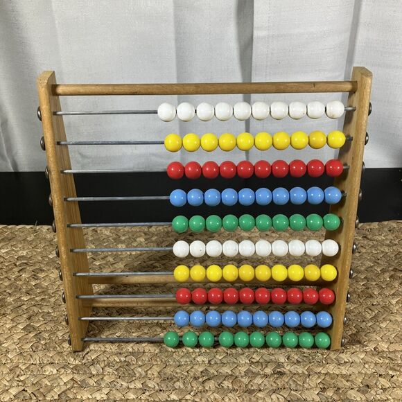 vintage Children’s Preschool wooden Abacus‎ Plastic Beads 9.25” - Picture 1 of 5